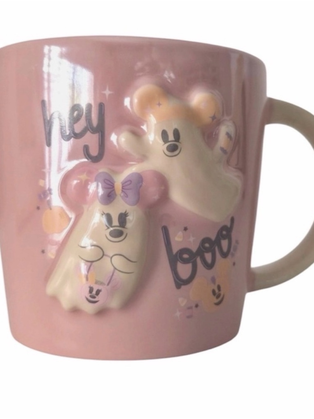 Cutie Pink Ghost Mickey & Minnie Ceramic Mug - Disney NWT